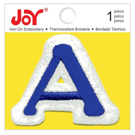 Joy® Cooper Blue Iron-On Embroidery Letter